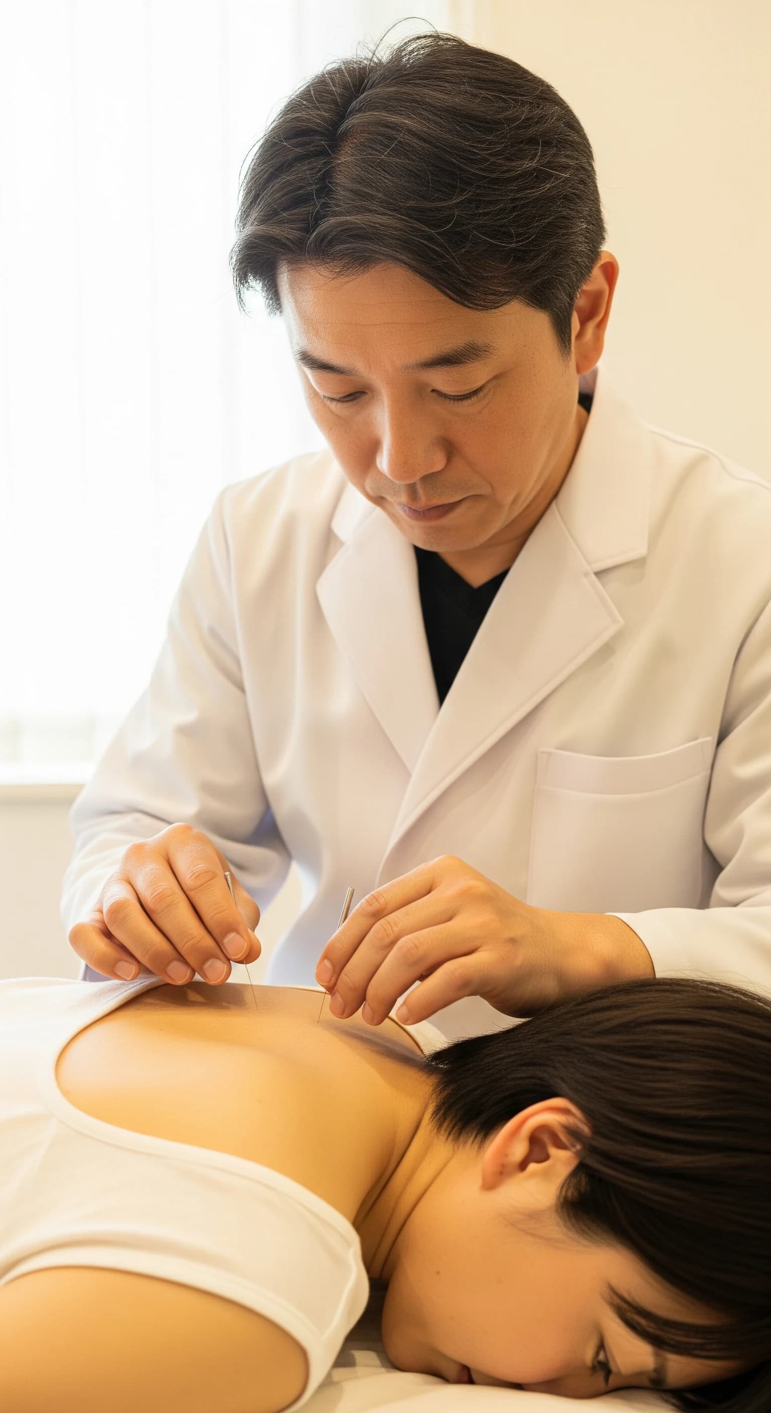 福岡鍼灸院での鍼施術の様子